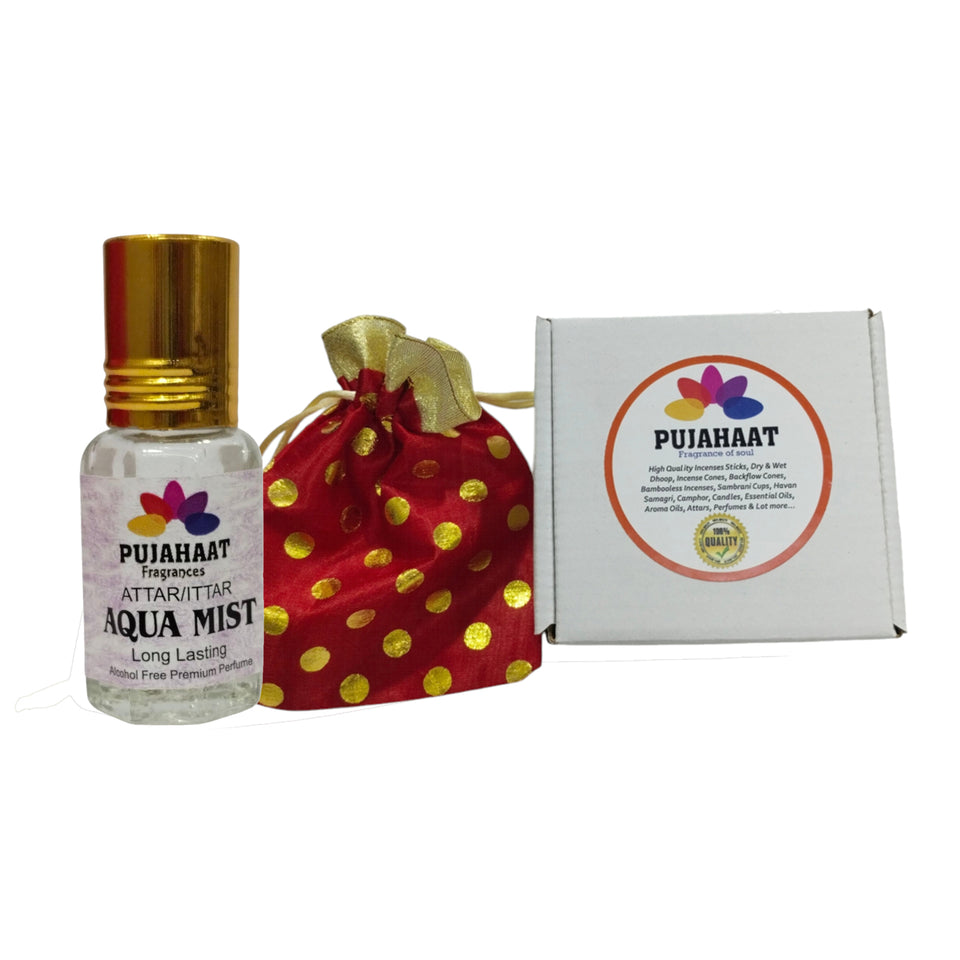 Pujahaat Premium Alcohol Free Attar | Ittar 6ml, Long-Lasting Travel Size Roll-On, Best Inspired Attar Fragrance Oil - Aqua Mist