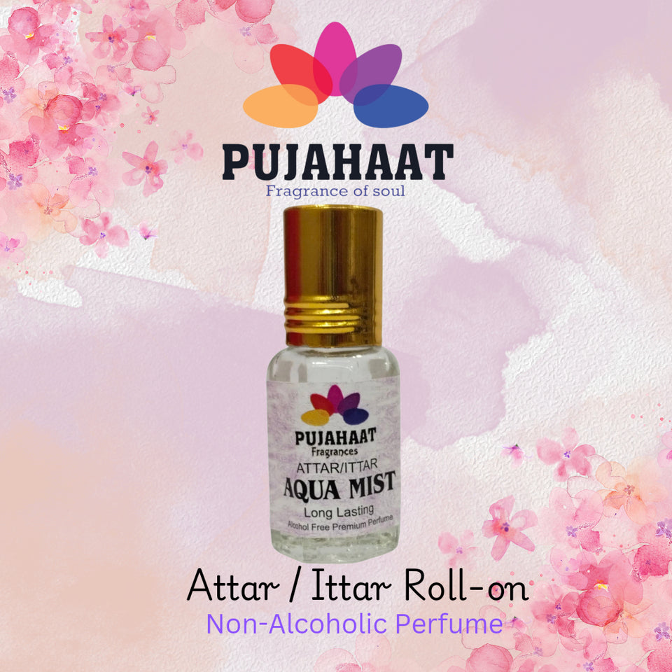 Pujahaat Premium Alcohol Free Attar | Ittar 6ml, Long-Lasting Travel Size Roll-On, Best Inspired Attar Fragrance Oil - Aqua Mist
