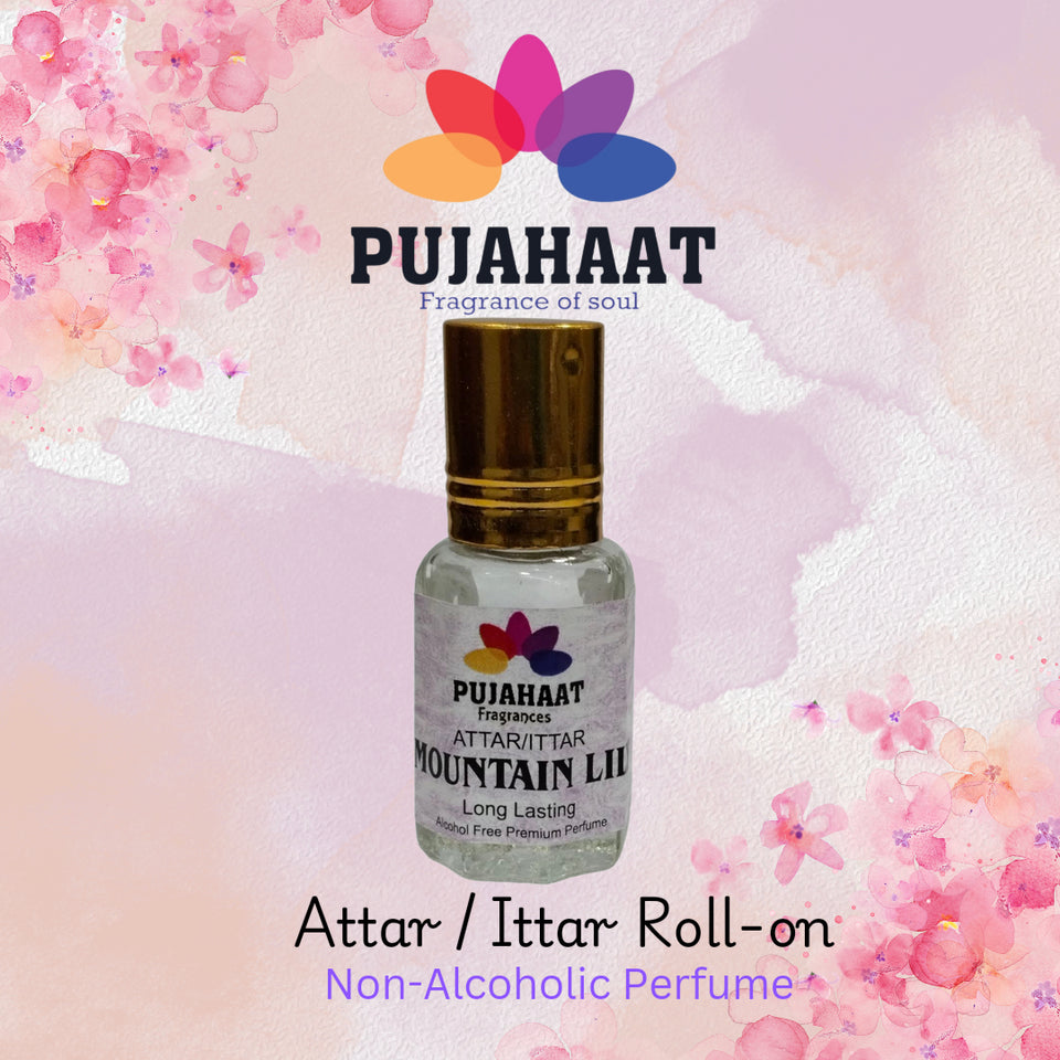 Pujahaat Premium Alcohol Free Attar | Ittar 6ml, Long-Lasting Travel Size Roll-On, Best Inspired Attar Fragrance Oil - Mountain Lily