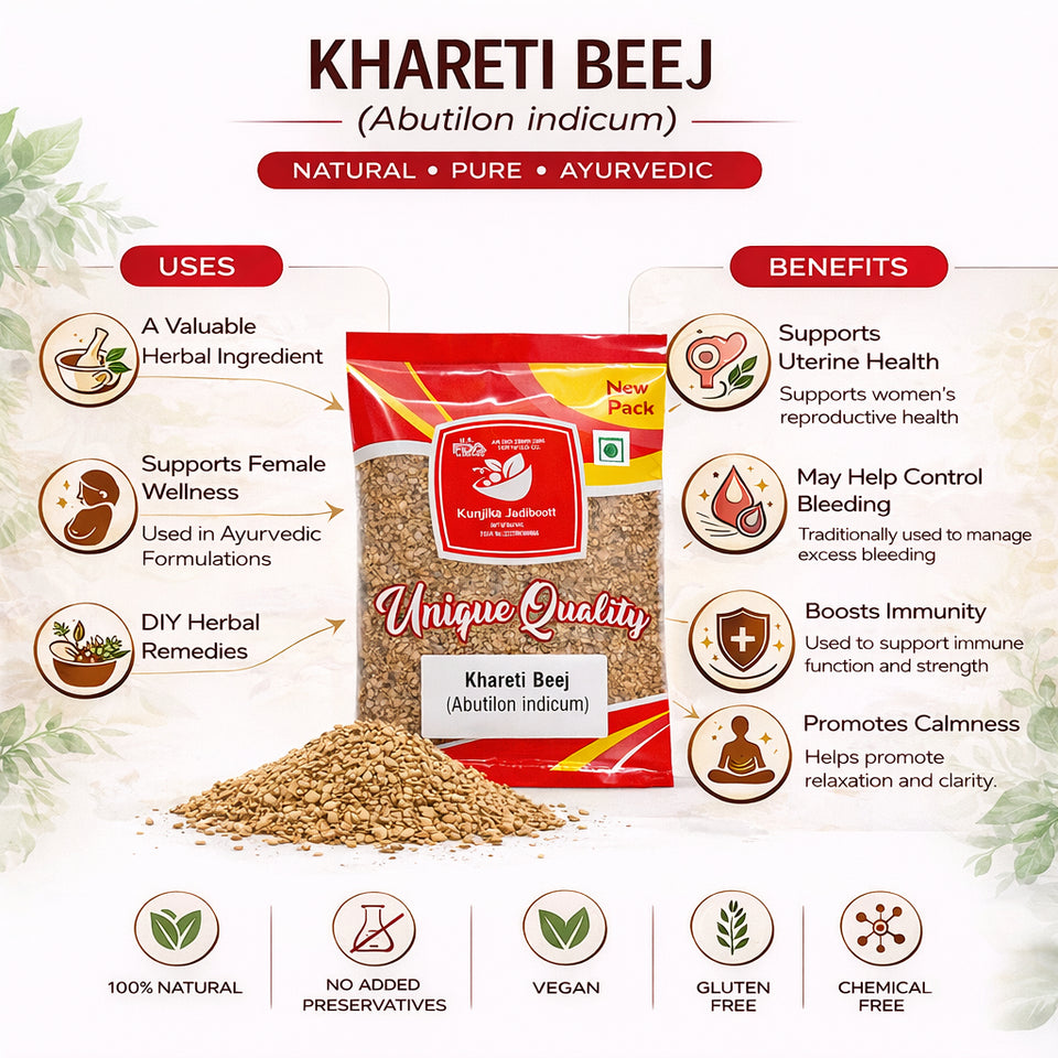 Kunjika Jadibooti Khareti Beej - Kharaiti Beej - Beej Bala - Atibala - Abutilon Indicum (100 Grams)