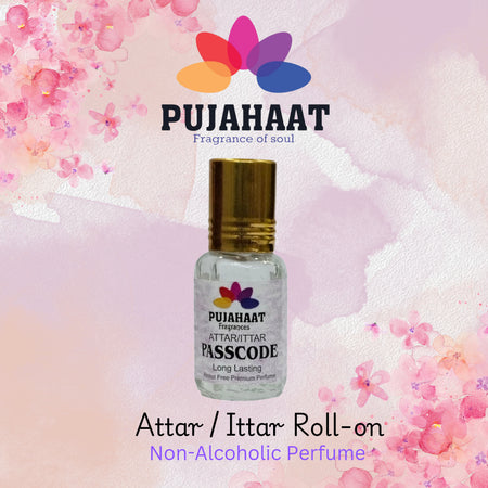 Pujahaat Premium Alcohol Free Attar | Ittar 6ml, Long-Lasting Travel Size Roll-On, Best Inspired Attar Fragrance Oil - Passcode