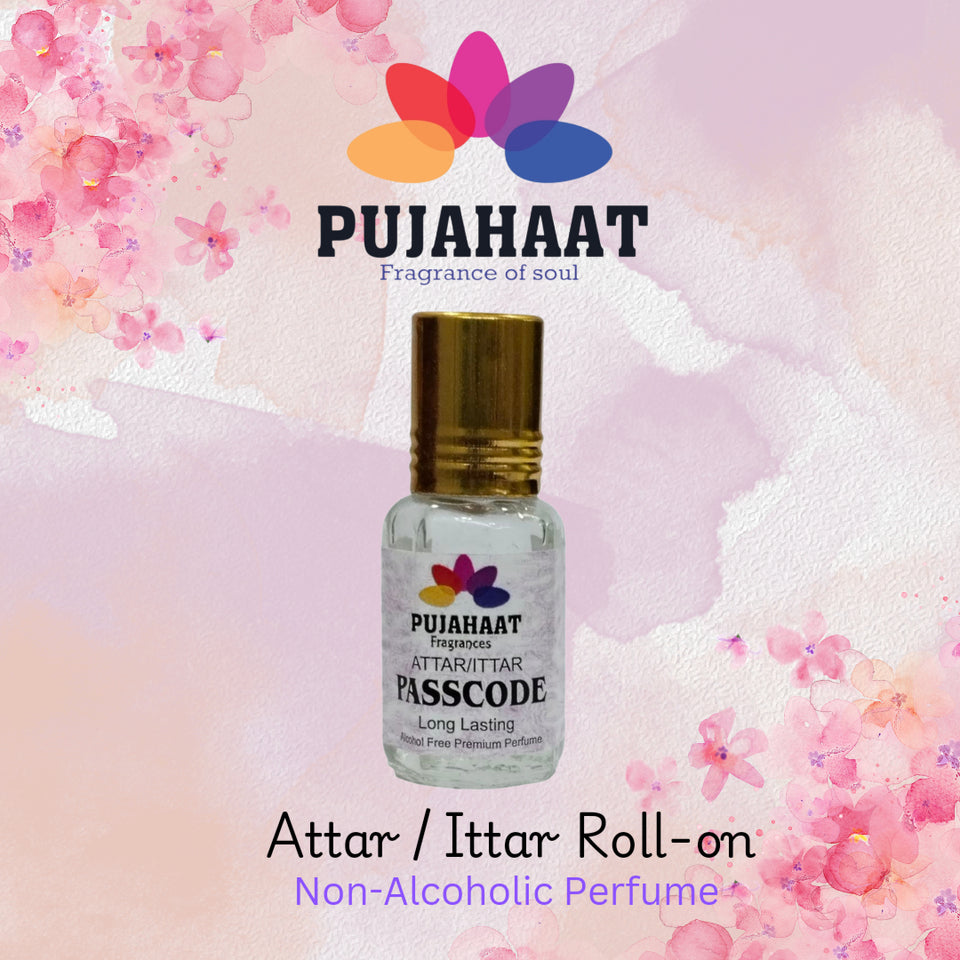 Pujahaat Premium Alcohol Free Attar | Ittar 6ml, Long-Lasting Travel Size Roll-On, Best Inspired Attar Fragrance Oil - Passcode