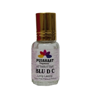 Pujahaat Premium Alcohol Free Attar | Ittar 6ml, Long-Lasting Travel Size Roll-On, Best Inspired Attar Fragrance Oil - Blu D C