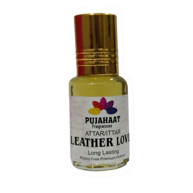 Pujahaat Premium Alcohol Free Attar | Ittar 6ml, Long-Lasting Travel Size Roll-On, Best Inspired Attar Fragrance Oil - Leather Love