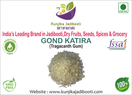 Kunjika Jadibooti Gond Katira Pure (Edible Gum)| Tragacanth Gum | High Cooling Properties Herbal Food | Super Food  - 100 grams