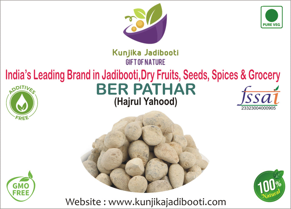 Kunjika Jadibooti Ber Patthar - Ber Pathar - Hajrul Yahood - Fossil Encrinite - Sange Yahood  - 100 grams