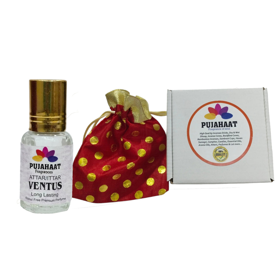 Pujahaat Premium Alcohol Free Attar | Ittar 6ml, Long-Lasting Travel Size Roll-On, Best Inspired Attar Fragrance Oil - Ventus