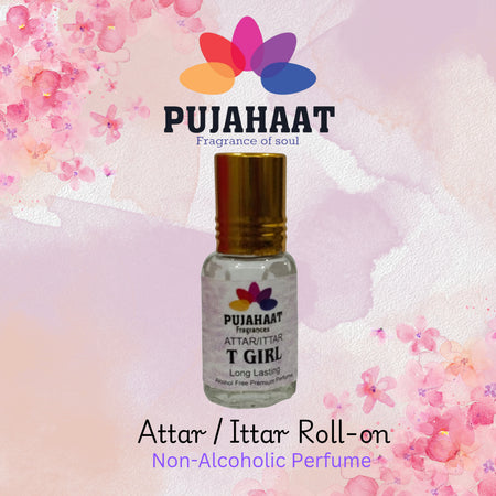 Pujahaat Premium Alcohol Free Attar | Ittar 6ml, Long-Lasting Travel Size Roll-On, Best Inspired Attar Fragrance Oil - T Girl