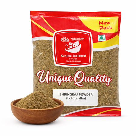 Kunjika Jadibooti Bhringraj Powder for Hair Growth, Skin and Eating Natural, Eclipta alba, Bringraj Powder, Bhringrajasava, Bringaraja 100 grams