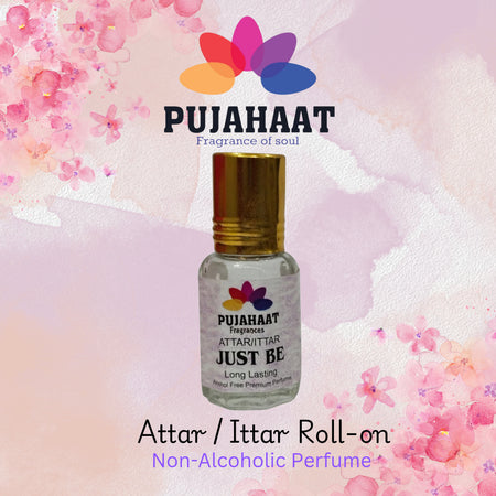 Pujahaat Premium Alcohol Free Attar | Ittar 6ml, Long-Lasting Travel Size Roll-On, Best Inspired Attar Fragrance Oil - Just Be