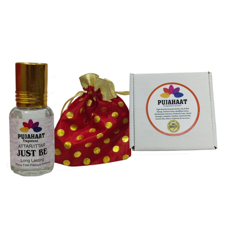 Pujahaat Premium Alcohol Free Attar | Ittar 6ml, Long-Lasting Travel Size Roll-On, Best Inspired Attar Fragrance Oil - Just Be