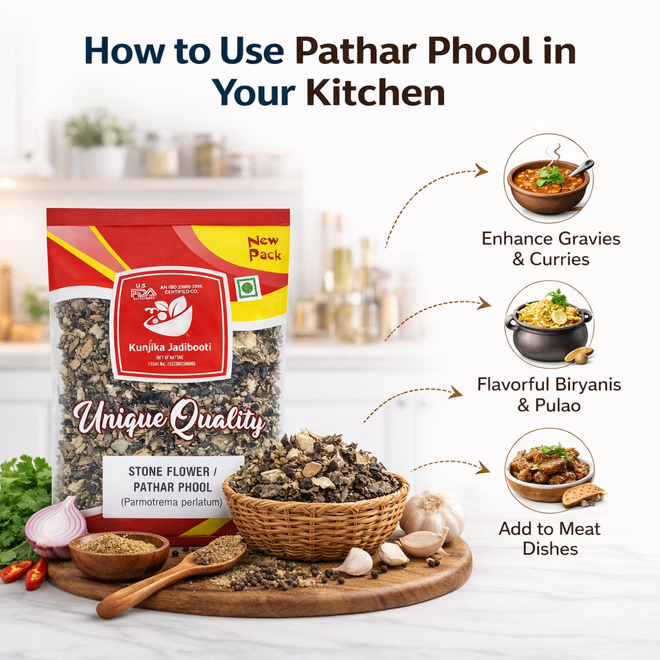 Kunjika Jadibooti Black Stone Flower Spice, Pathar/Patthar ke Phool Spice | Dagad Phool, Kalpasi | For Flavourful Cooking 100 grams