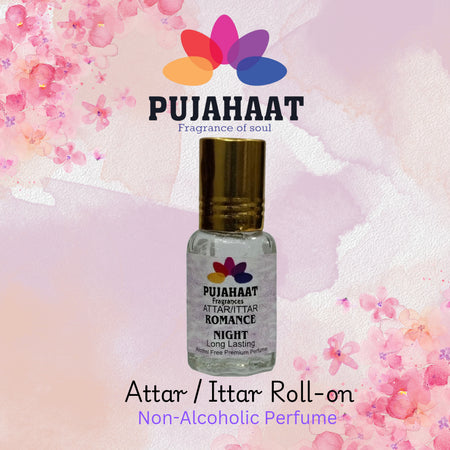 Pujahaat Premium Alcohol Free Attar | Ittar 6ml, Long-Lasting Travel Size Roll-On, Best Inspired Attar Fragrance Oil - Romance Night