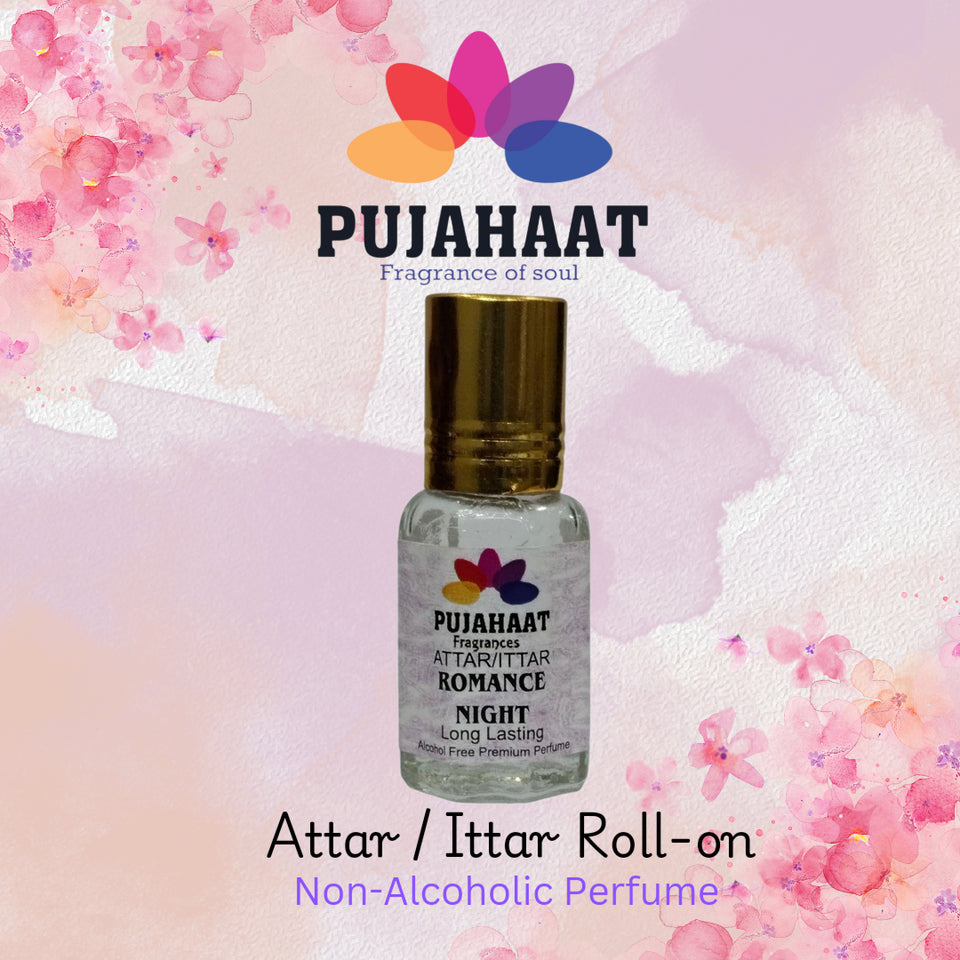Pujahaat Premium Alcohol Free Attar | Ittar 6ml, Long-Lasting Travel Size Roll-On, Best Inspired Attar Fragrance Oil - Romance Night