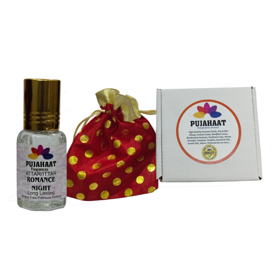 Pujahaat Premium Alcohol Free Attar | Ittar 6ml, Long-Lasting Travel Size Roll-On, Best Inspired Attar Fragrance Oil - Romance Night