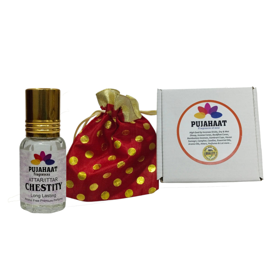 Pujahaat Premium Alcohol Free Attar | Ittar 6ml, Long-Lasting Travel Size Roll-On, Best Inspired Attar Fragrance Oil - Chestity