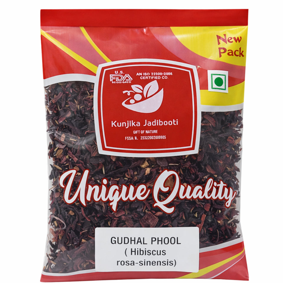Kunjika Jadibooti Natural Raw Gudhal Patti | Dry Hibiscus Flower Petal, Dry Hibiscus flowers,Gudhal ke phool 100 grams