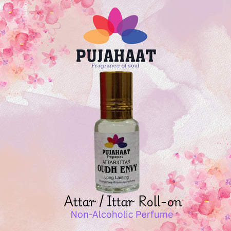 Pujahaat Premium Alcohol Free Attar | Ittar 6ml, Long-Lasting Travel Size Roll-On, Best Inspired Attar Fragrance Oil - Oudh Envy