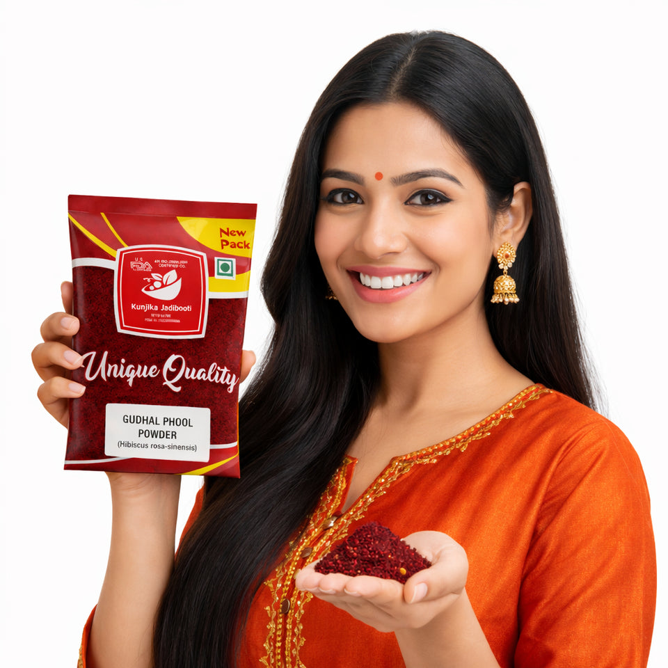 Kunjika Jadibooti Natural Raw Gudhal Powder |Hair pack, Face Pack, Eating (Gudhal ka Phool, Mandaram, Gongura, Mandaram, Arhul) 100 grams