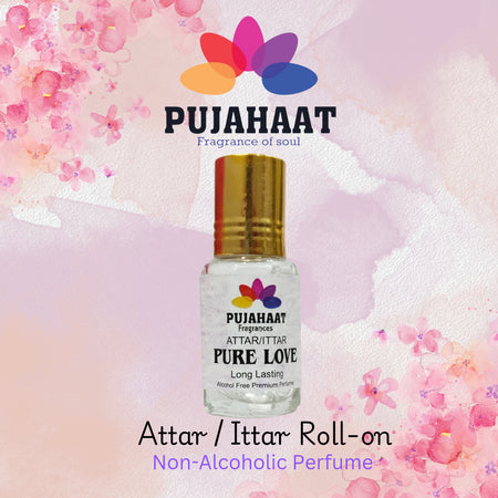 Pujahaat Premium Alcohol Free Attar | Ittar 6ml, Long-Lasting Travel Size Roll-On, Best Inspired Attar Fragrance Oil - Pure Love