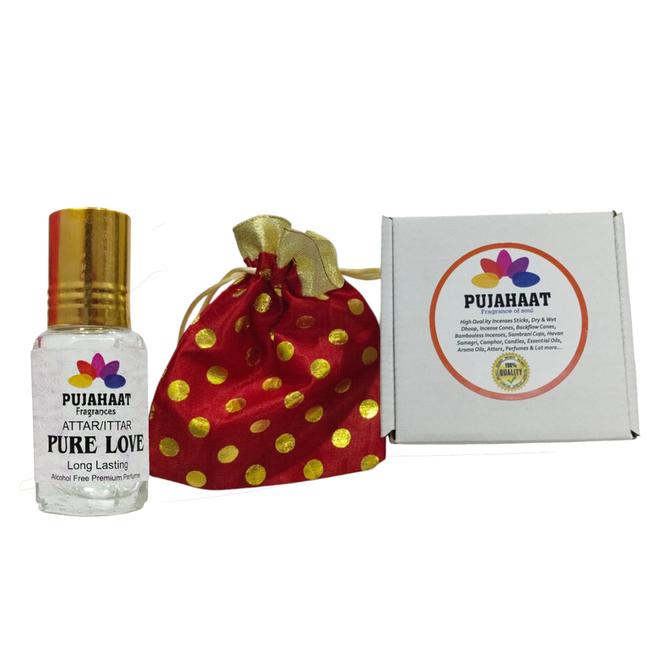 Pujahaat Premium Alcohol Free Attar | Ittar 6ml, Long-Lasting Travel Size Roll-On, Best Inspired Attar Fragrance Oil - Pure Love