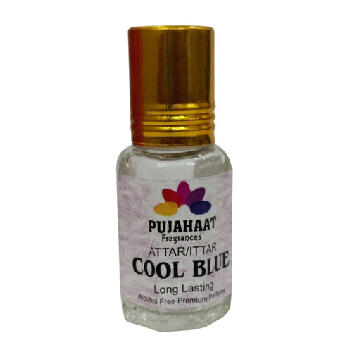 Pujahaat Premium Alcohol Free Attar | Ittar 6ml, Long-Lasting Travel Size Roll-On, Best Inspired Attar Fragrance Oil - Cool Blue