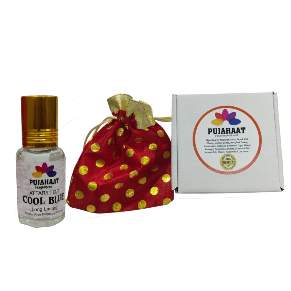 Pujahaat Premium Alcohol Free Attar | Ittar 6ml, Long-Lasting Travel Size Roll-On, Best Inspired Attar Fragrance Oil - Cool Blue