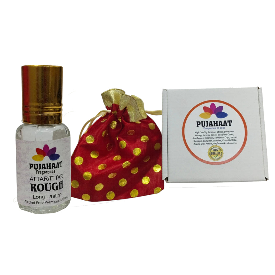 Pujahaat Premium Alcohol Free Attar | Ittar 6ml, Long-Lasting Travel Size Roll-On, Best Inspired Attar Fragrance Oil - Rough