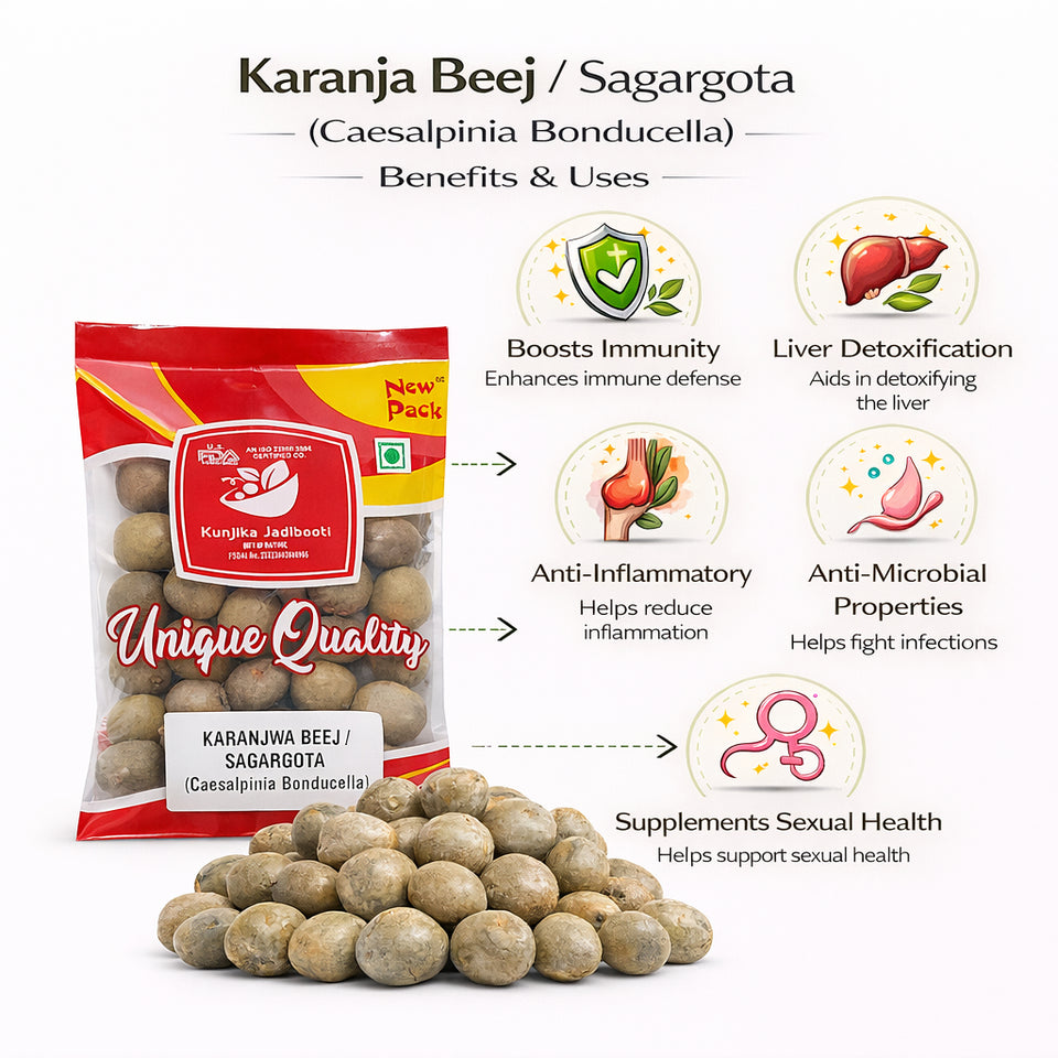 Kunjika Jadibooti Sagargota / Fever Nut /Caesalpinia Bonducella/ Karanjwa / Vajra Bijaka/ Indian Beech/ Lata Karanj/ Saargota -100 grams