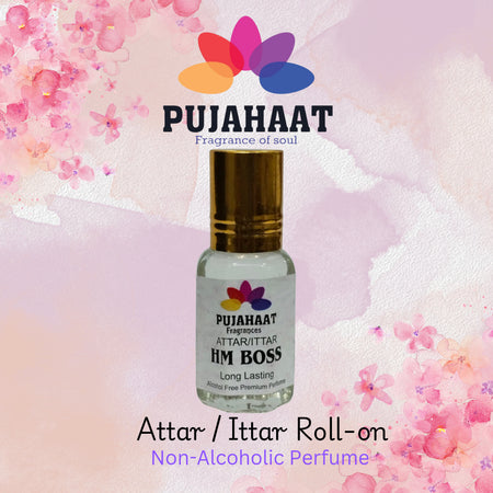 Pujahaat Premium Alcohol Free Attar | Ittar 6ml, Long-Lasting Travel Size Roll-On, Best Inspired Attar Fragrance Oil - HM Boss