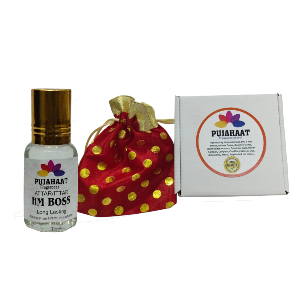 Pujahaat Premium Alcohol Free Attar | Ittar 6ml, Long-Lasting Travel Size Roll-On, Best Inspired Attar Fragrance Oil - HM Boss