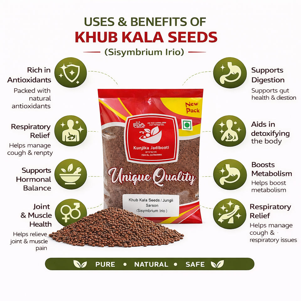 Kunjika Jadibooti Khubkala Seeds / Khoobkala / Sisymbrium Irio / Jangli Sarson/  Hedge Mustard Seeds -100 grams