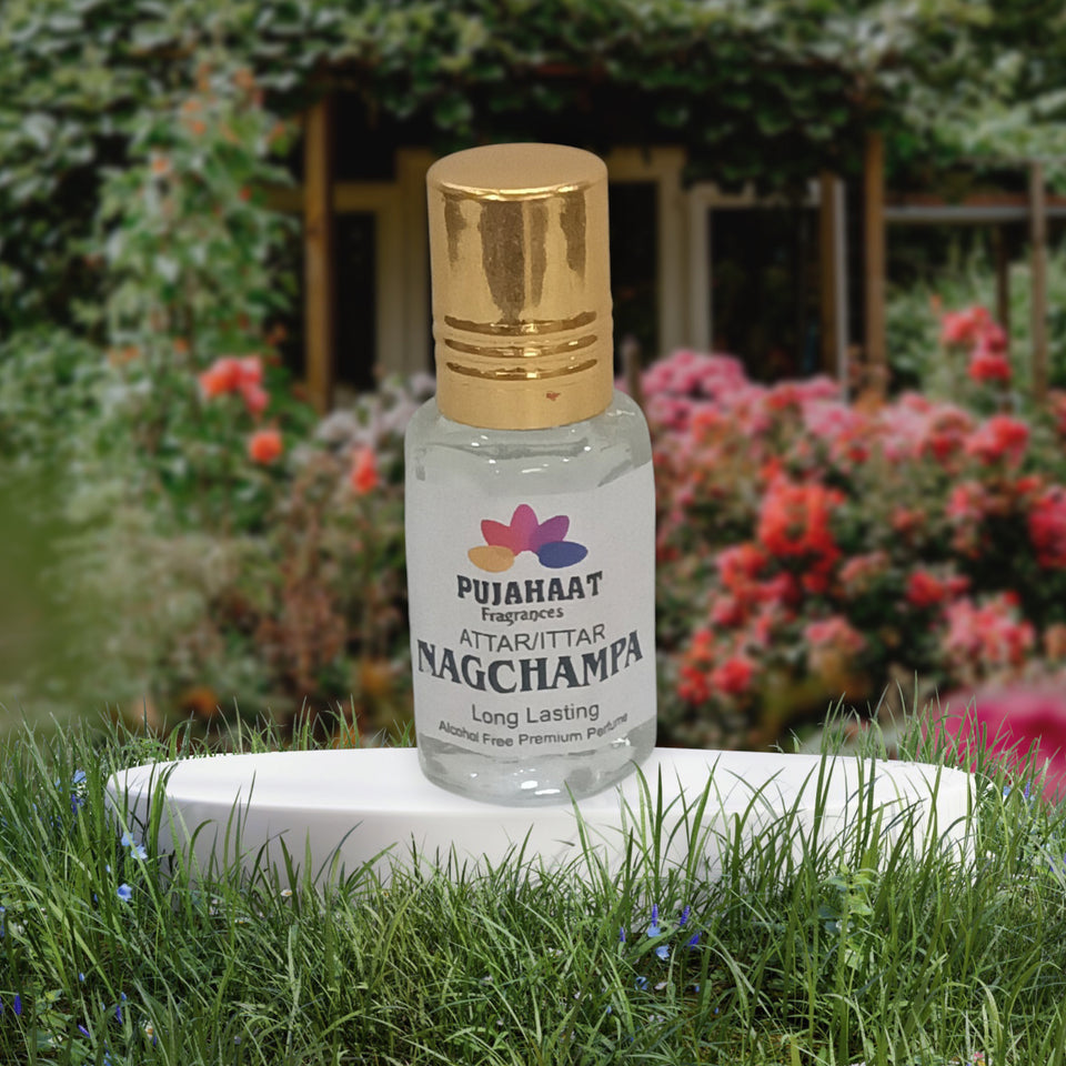 Pujahaat Premium Alcohol Free Attar | Ittar 6ml, Long-Lasting Travel Size Roll-On, Best Inspired Attar Fragrance Oil - Nagchampa