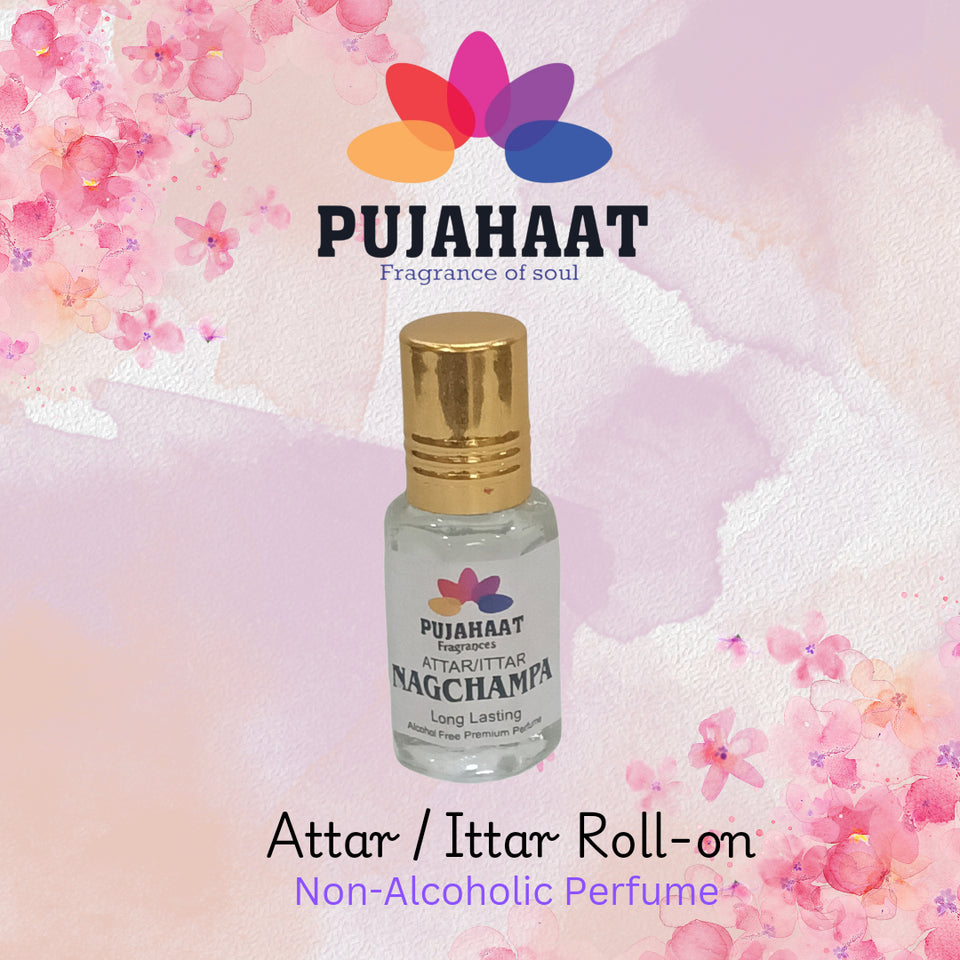 Pujahaat Premium Alcohol Free Attar | Ittar 6ml, Long-Lasting Travel Size Roll-On, Best Inspired Attar Fragrance Oil - Nagchampa