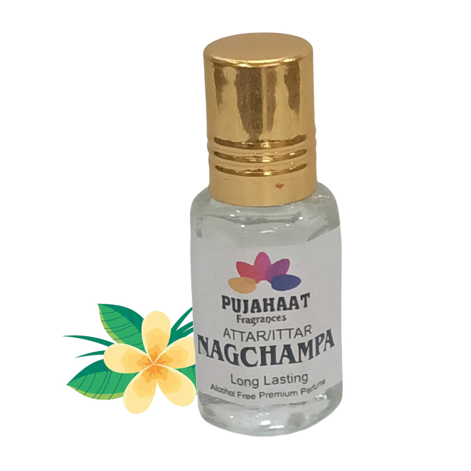 Pujahaat Premium Alcohol Free Attar | Ittar 6ml, Long-Lasting Travel Size Roll-On, Best Inspired Attar Fragrance Oil - Nagchampa