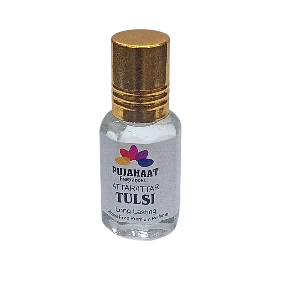 Pujahaat Premium Alcohol Free Attar | Ittar 6ml, Long-Lasting Travel Size Roll-On, Best Inspired Attar Fragrance Oil - Tulsi (Holy Basil)
