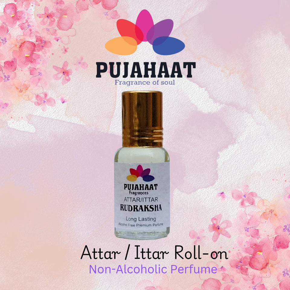 Pujahaat Premium Alcohol Free Attar | Ittar 6ml, Long-Lasting Travel Size Roll-On, Best Inspired Attar Fragrance Oil - Rudraksha