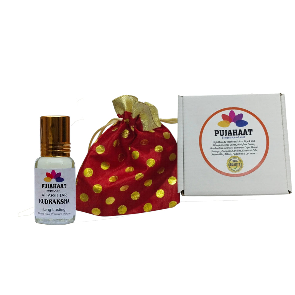 Pujahaat Premium Alcohol Free Attar | Ittar 6ml, Long-Lasting Travel Size Roll-On, Best Inspired Attar Fragrance Oil - Rudraksha