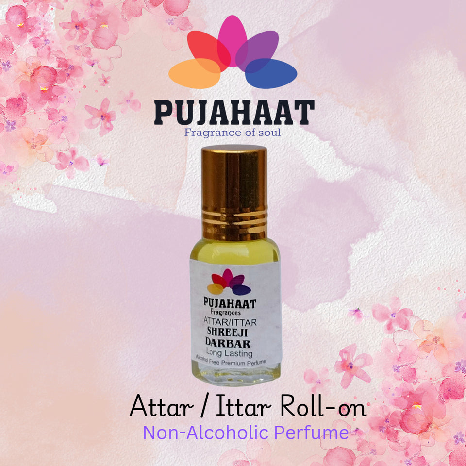Pujahaat Premium Alcohol Free Attar | Ittar 6ml, Long-Lasting Travel Size Roll-On, Best Inspired Attar Fragrance Oil - Shreeji Darbar