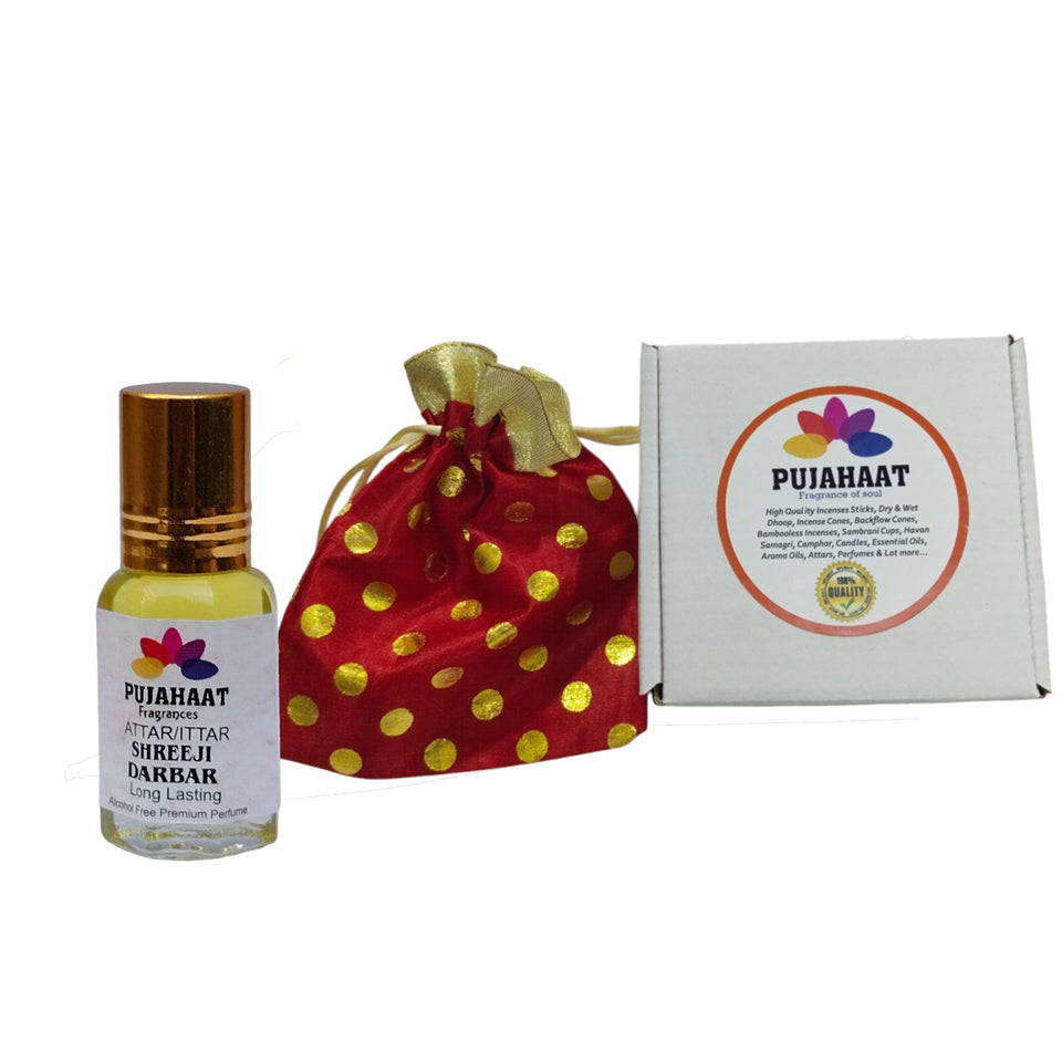 Pujahaat Premium Alcohol Free Attar | Ittar 6ml, Long-Lasting Travel Size Roll-On, Best Inspired Attar Fragrance Oil - Shreeji Darbar