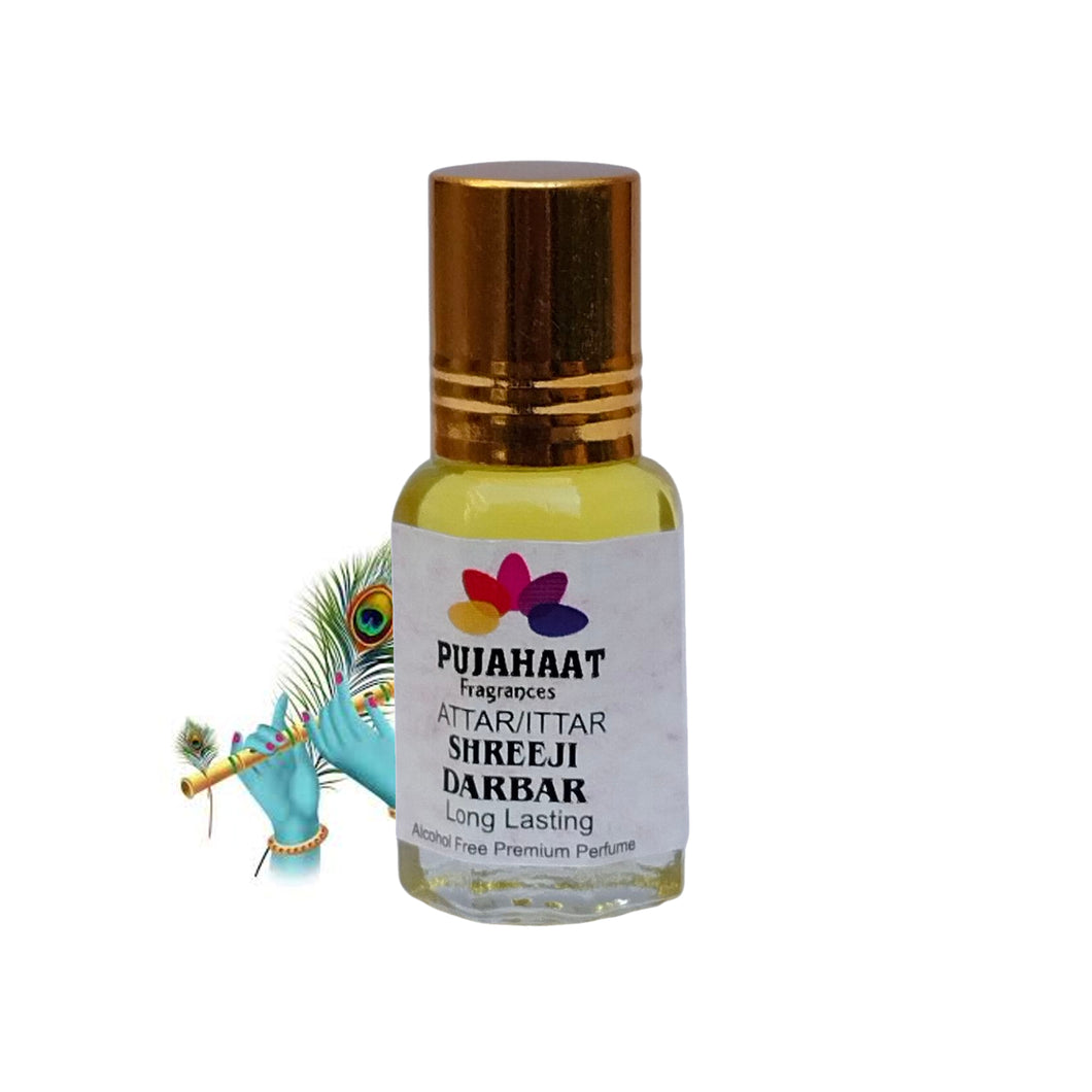Pujahaat Premium Alcohol Free Attar | Ittar 6ml, Long-Lasting Travel Size Roll-On, Best Inspired Attar Fragrance Oil - Shreeji Darbar