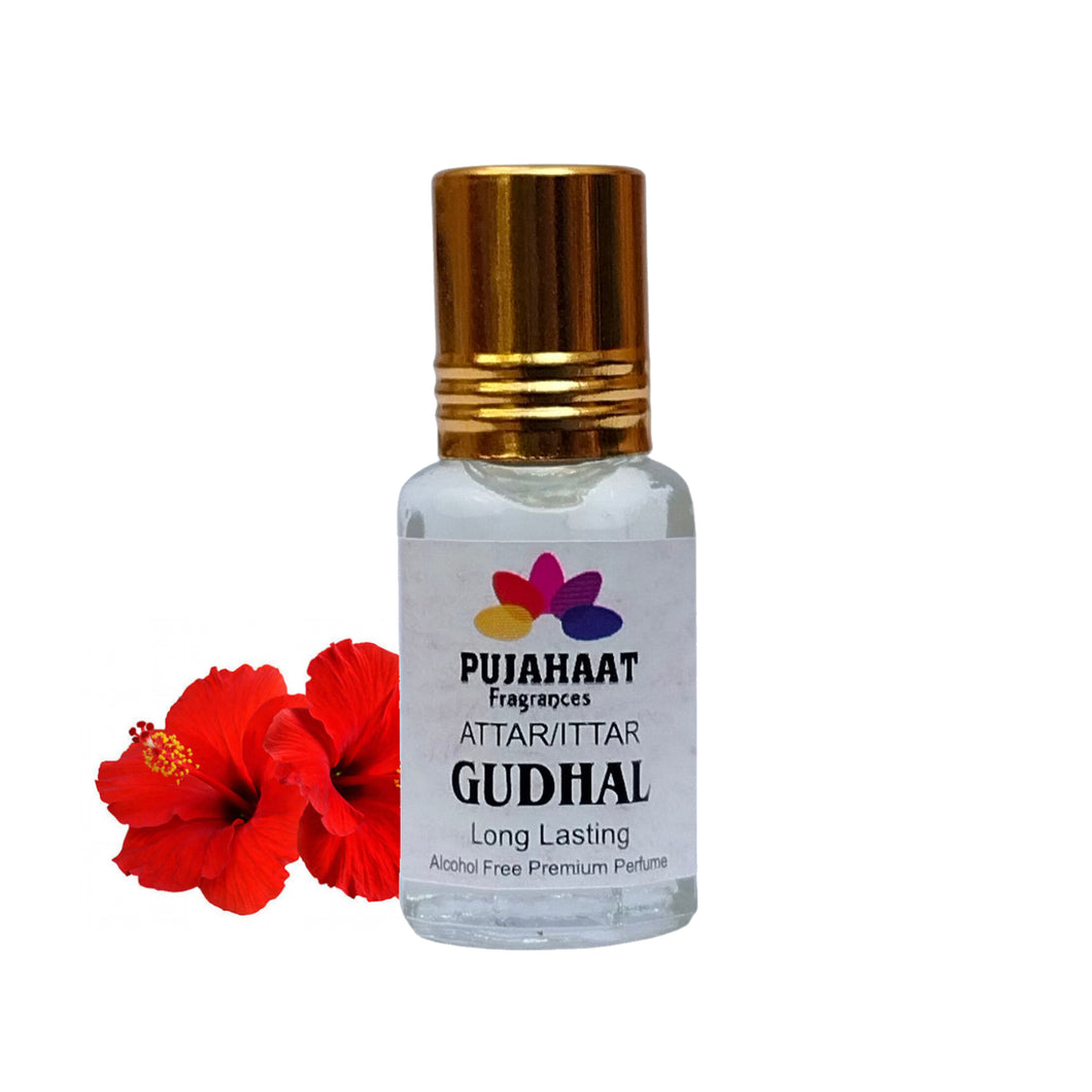 Pujahaat Premium Alcohol Free Attar | Ittar 6ml, Long-Lasting Travel Size Roll-On, Best Inspired Attar Fragrance Oil - Gudhal (Hibiscus)