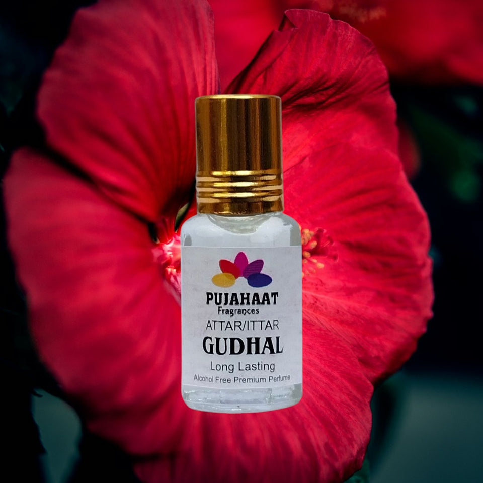 Pujahaat Premium Alcohol Free Attar | Ittar 6ml, Long-Lasting Travel Size Roll-On, Best Inspired Attar Fragrance Oil - Gudhal (Hibiscus)