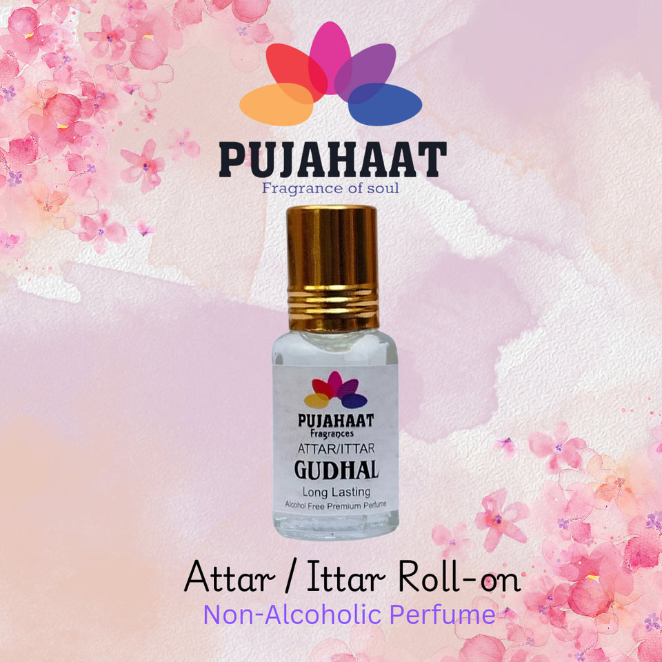 Pujahaat Premium Alcohol Free Attar | Ittar 6ml, Long-Lasting Travel Size Roll-On, Best Inspired Attar Fragrance Oil - Gudhal (Hibiscus)
