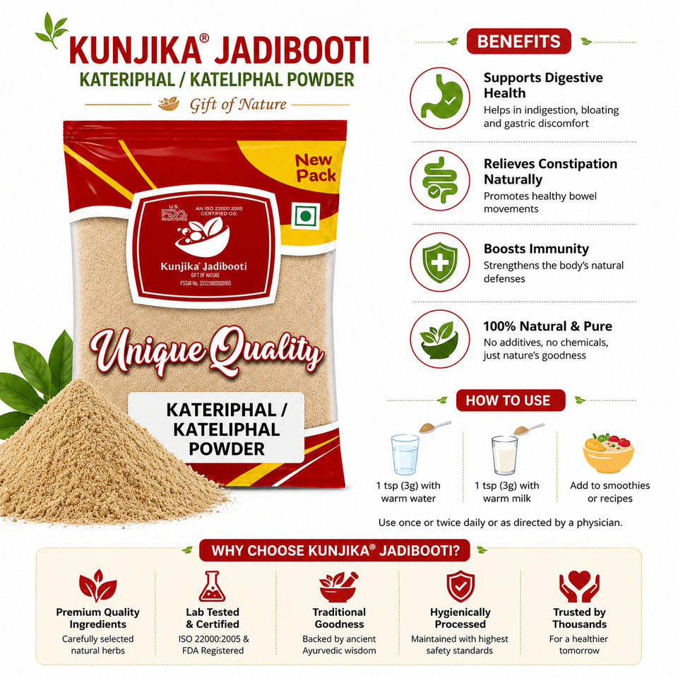 Kunjika Jadibooti Kateli Phal Powder - Katehli Phal - Solanum Xanthocarpum - Bhatkatiya Powder -100 grams