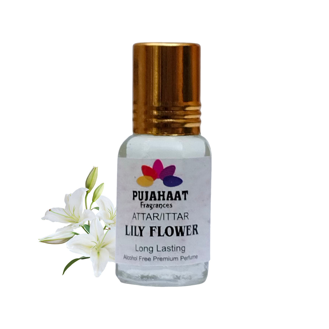 Pujahaat Premium Alcohol Free Attar | Ittar 6ml, Long-Lasting Travel Size Roll-On, Best Inspired Attar Fragrance Oil - Lily Flower