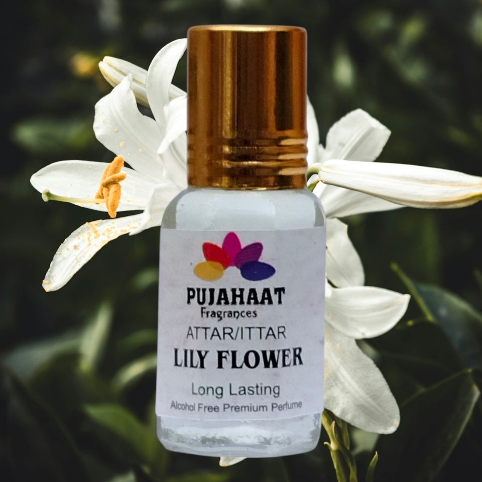 Pujahaat Premium Alcohol Free Attar | Ittar 6ml, Long-Lasting Travel Size Roll-On, Best Inspired Attar Fragrance Oil - Lily Flower