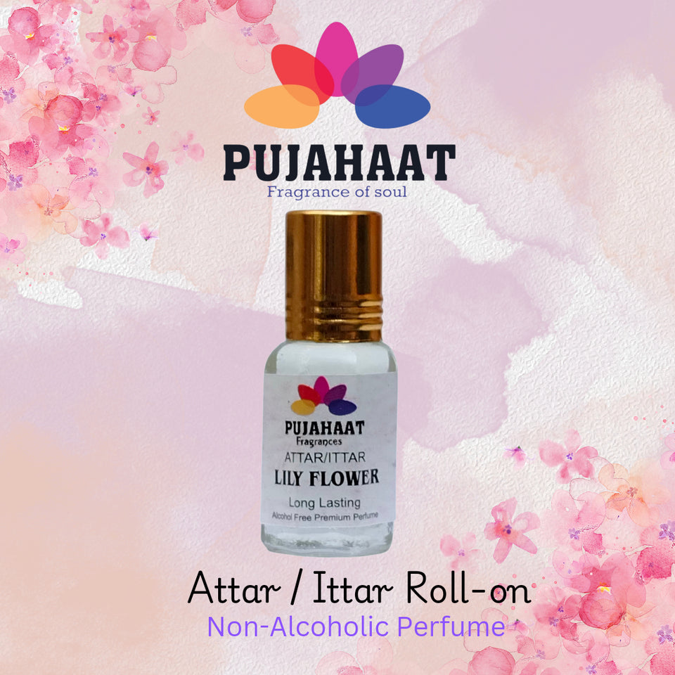 Pujahaat Premium Alcohol Free Attar | Ittar 6ml, Long-Lasting Travel Size Roll-On, Best Inspired Attar Fragrance Oil - Lily Flower