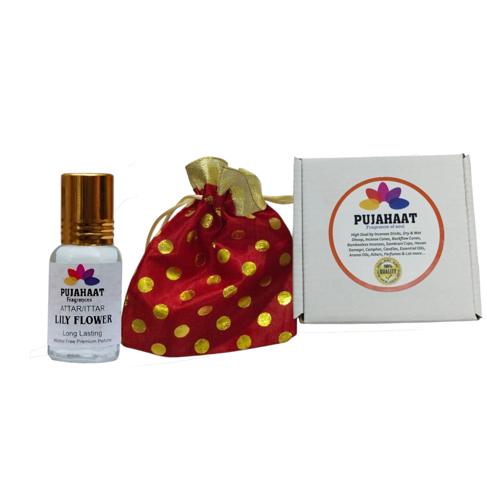 Pujahaat Premium Alcohol Free Attar | Ittar 6ml, Long-Lasting Travel Size Roll-On, Best Inspired Attar Fragrance Oil - Lily Flower
