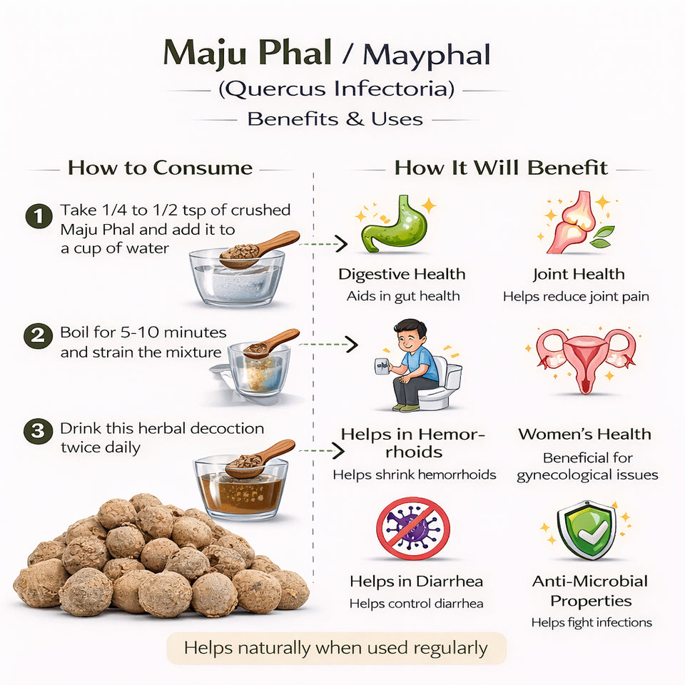 Kunjika Jadibooti Majuphal - Masikai - Oak Gall - Quercus Infectoria -100 grams